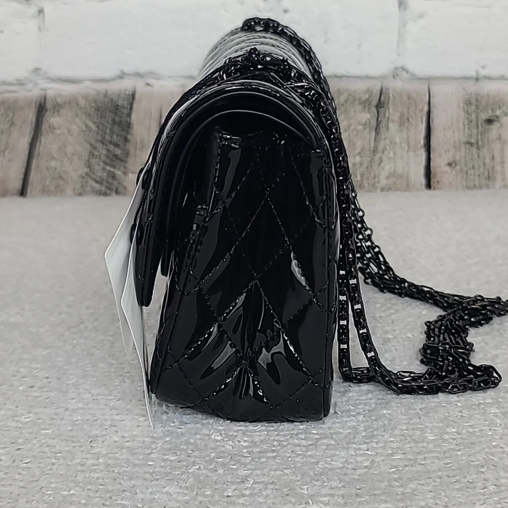 Chanel So Black Classic Patent Quilted Med 2.55 Reissue Double Flap Bag NWT/NIB